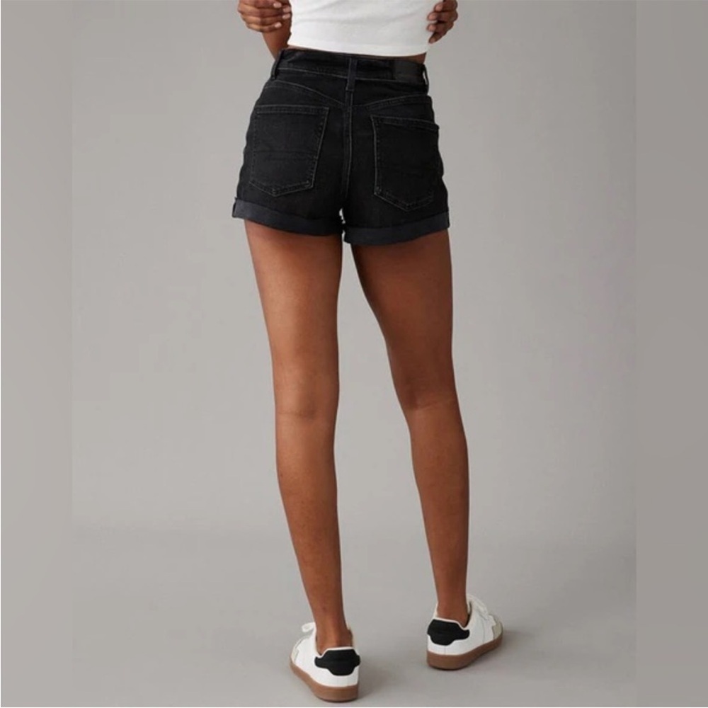American Eagle Super High Rise Shortie Super Super Stretch Shorts in Black sz 4